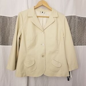 David Meister Cotton Blazer, Ivory, Size 14, NWT